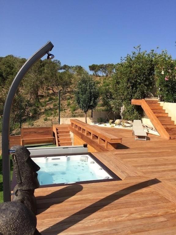 F2 avec jacuzzi, pétanque, à 3 min mer, dans grande propriété Porticcio  Exterior foto